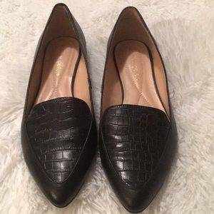 Andrew Geller crocodile black flats